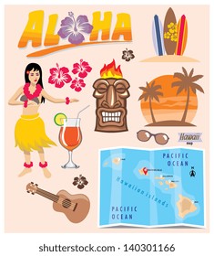 hawaii icon set