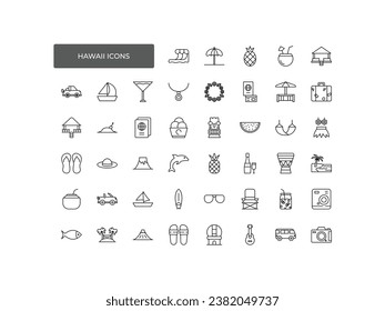 Hawaii icon set , Thin Line and Pixel Perfect Icons