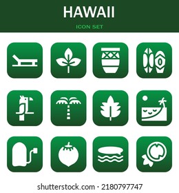 hawaii icon set. Vector  illustrations related with Beach, Leaf and Conga