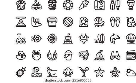 Hawaii icons High-Quality Vector Icons Collection with Editable Stroke. Ideal for Professional and Creative Projects.