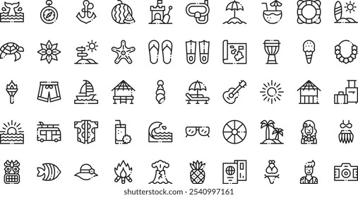 Hawaii icons . High-Quality Vector Icons Collection with Editable Stroke. Ideal for Professional and Creative Projects.