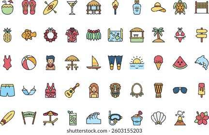 Hawaii icons High-Quality Vector Icons Collection with Editable Stroke. Ideal for Professional and Creative Projects.