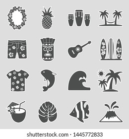 Hawaii Icons. Sticker Design. Vector Illustration.