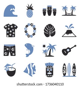 Hawaii Icons. Zwei Tone-Flat-Design. Vector Illustration.