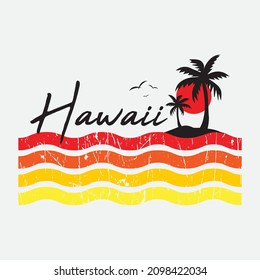 Hawaii illustration typography. perfect for t shirt design