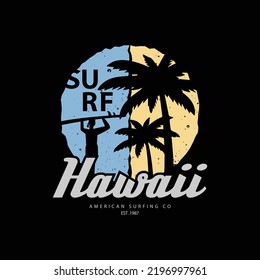 Hawaii illustration typography. perfect for t shirt design