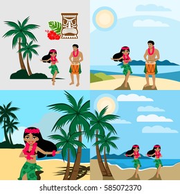 hawaii illustration vector template