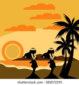 hawaii illustration vector template