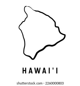 Hawai'i island map (Hawaii) simple outline. Vector hand drawn simplified style map.