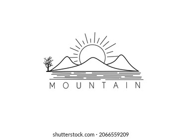 Hawaii Island Mountain Sea Logo Design Stock Vector (royalty Free 