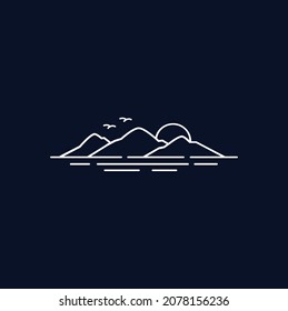 Hawaii Island, Mountain and Sea logo design inspiration