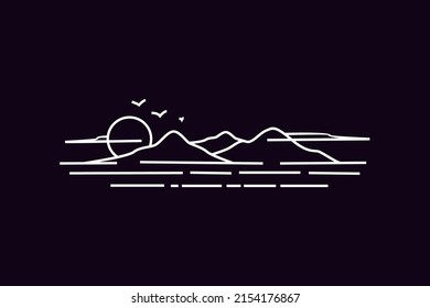 Hawaii Island Mountain and Sea logo design inspiration