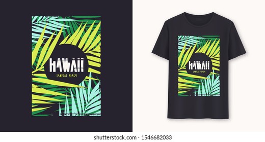 Hawaii Lanikai Beach stylish graphic tee vector design, print. 