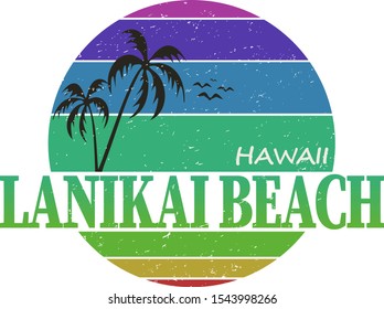 Hawaii Lanikai beach tee print with palm tree