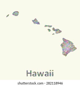 Hawaii line art map