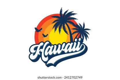 Hawaii logo design template vector, for t-shirt and apparel vector design template