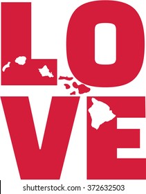 Hawaii love with map