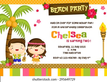 Hawaii Luau Invitation Card