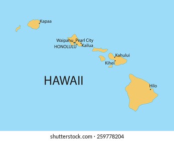 Hawaii Map Stock Vector (Royalty Free) 259778204 | Shutterstock