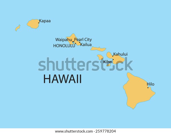 Hawaii Map Stock Vector (Royalty Free) 259778204 | Shutterstock