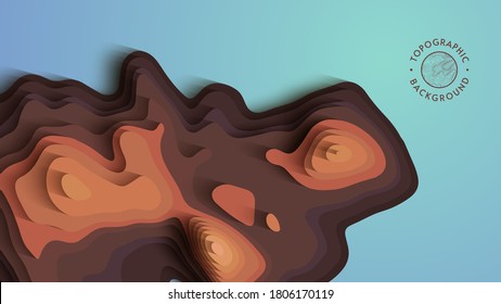 Hawaii map abstract green gradient relief map. 3d topographic map art vector cutout. Paper craft color wave with fluid papercut shape. 3D Relief EPS 10.