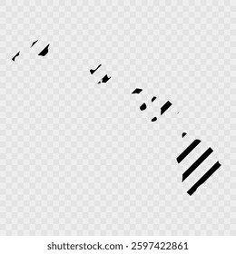 Hawaii Map Black, State Border, United States, US America, Transparent Isolated, Variations. High detailed vector map - Hawaii. Vector icon. Color set