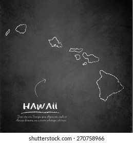 Hawaii map blackboard chalkboard vector