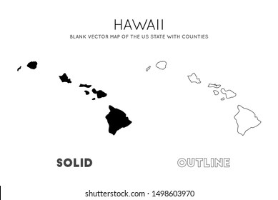 Hawaii map. Blank vector map of the Us State with counties. Borders of Hawaii for your infographic. Vector illustration.