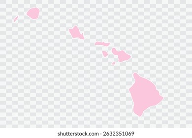 HAWAII Map Blush Color on White Background quality files Png