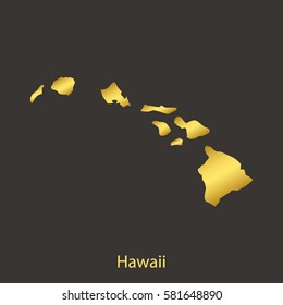 Hawaii map, border with golden gradient. Vector illustration