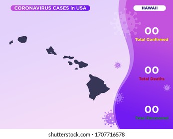 Hawaii Map Covid-19, Corona Virus Infographic Vector Template.