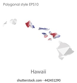Hawaii map in geometric polygonal style.Abstract gems triangle,modern design background. Vector illustration EPS10