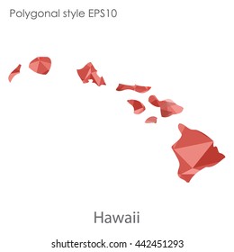 Hawaii map in geometric polygonal style.Abstract gems triangle,modern design background. Vector illustration EPS10