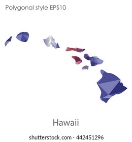 Hawaii map in geometric polygonal style.Abstract gems triangle,modern design background. Vector illustration EPS10