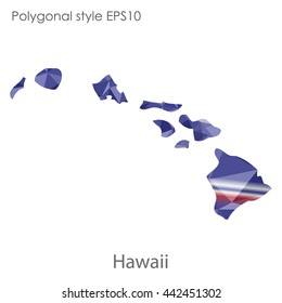 Hawaii map in geometric polygonal style.Abstract gems triangle,modern design background. Vector illustration EPS10