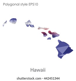 Hawaii map in geometric polygonal style.Abstract gems triangle,modern design background. Vector illustration EPS10