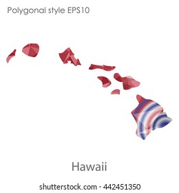 Hawaii map in geometric polygonal style.Abstract gems triangle,modern design background. Vector illustration EPS10