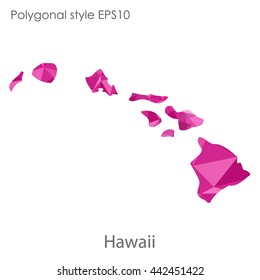 Hawaii map in geometric polygonal style.Abstract gems triangle,modern design background. Vector illustration EPS10