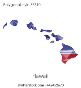 Hawaii map in geometric polygonal style.Abstract gems triangle,modern design background. Vector illustration EPS10