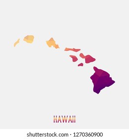 Hawaii map in geometric polygonal,mosaic style.Abstract tessellation,modern design background,low poly. Geometric cover, mockup. Vector illustration.