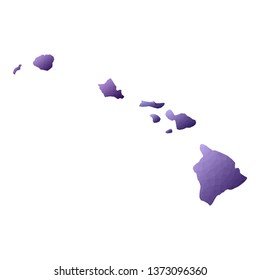 Hawaii map. Geometric style US state outline with counties. Attractive violet vector illustration.