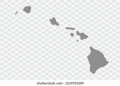 HAWAII Map grey Color on White Background  Png