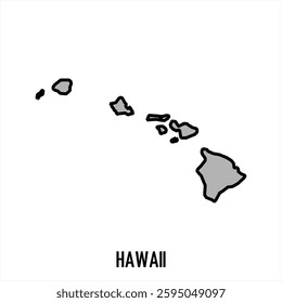 Hawaii map in grey style isolated on white background. Vector illustration.	
