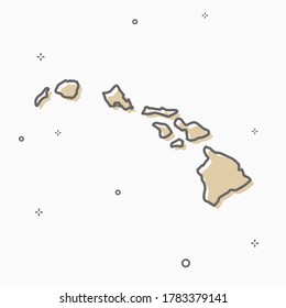 Hawaii map icon Memphis style state map thin line style.  infographic icon map with small thin line geometric figures.  Vector illustration linear modern concept