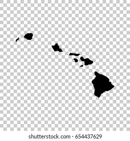 Hawaii map isolated on transparent background. Black map for your design. Vector illustration, easy to edit.