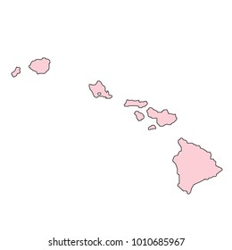 Hawaii map isolated on white background silhouette. Hawaii USA state.