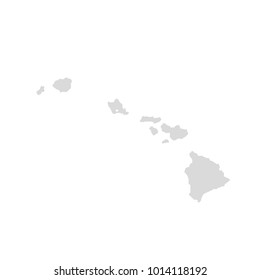 Hawaii map isolated on white background silhouette. Hawaii USA state.