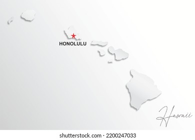 Hawaii Map Isolated On White Background, 3d Rendering 