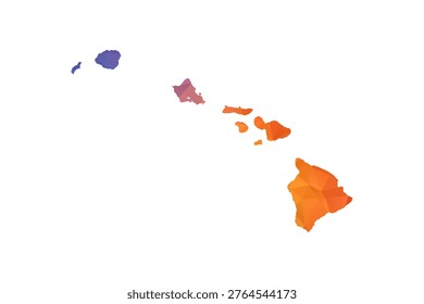 Hawaii Map - Polygon Style Vector Illustration in Rainbow Gradient, Low Poly Multicolor Geometric Design, Isolated on White Background, Suitable for Reports, and Creative Projects.