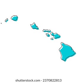 Hawaii map shape, united states of america. Flat concept icon symbol vector illustration .